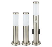 Lot de 3 lampadaires extérieurs inox détecteurs de mouvement douilles lumières jardin terrasse spots