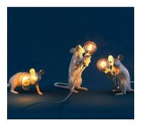 Lot de 3 Lampes de Table Blanches en Forme de Souris Résine Lampe de Bureau Créative Lampe de Chevet