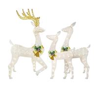 Lot de 3 lampes décoratives à LED 2D en forme de renne | Lampe d'extérieur en acrylique pour la décoration de jardin, terrasse, chemin, cour et fête sur le thème de la ferme