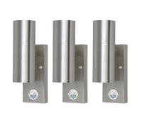 Lot de 3 lampes d'extérieur appliques capteur 120 ° Spots Up Down éclairage d'allée de jardin en acier inoxydable