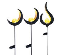Lot de 3 lampes solaires à LED design pour l'éclairage extérieur Décoration lampes enfichables Flamme design