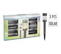 Lot de 3 lampes solaires anthracite en acier inoxydable et verre