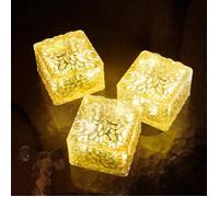 Lot de 3 lampes solaires d'extérieur en forme de cube, étanches, pour décoration de jardin, patio,lumières chaudes (petit format)