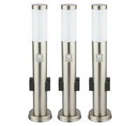 Lot de 3 lampes sur pied en acier inoxydable prises extérieures détecteur de mouvement chemin de jardin lumière argent