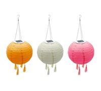 LUMISKY / LUMIJARDIN Lot de 3 lampion solaire lanterne chinoise 3 couleurs rose crème et orange LED blanc chaud SHANGRI LA ∅20cm