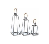 Lot de 3 Lanternes Extérieur Vérone 73cm Inox & Verre