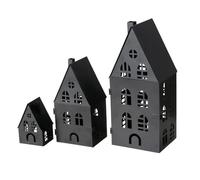 Lot de 3 lanternes noires en métal Dover - Hauteur : 13-35 cm - Maison décorative - Photophore