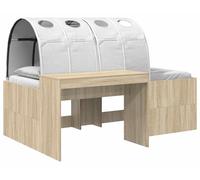 Lot de 3 lits Cama avec tunnel, en bois de chêne artisanal et en blanc