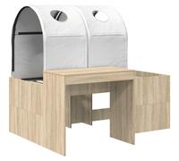 Lot de 3 lits Cama avec tunnel, en bois de chêne artisanal et en blanc
