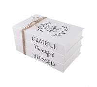 Lot de 3 livres de simulation décoratifs rustiques avec attache en corde de chanvre, design pliable en papier gris pour décoration d'intérieur de ferme sur table basse, étagère ou cheminée (souhaité)