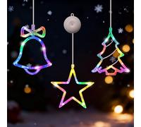 Lot de 3 Lumières de Noël à LED Multicolores Alimentées par Piles | Décoration Lumineuse de Noël, Decoration Sapin, Guirlande Lumineuse Fenêtre, Interieur Maison Cheminée