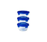 Lot de 3 Lunch Box - PYREX - Cook & Go - Verre - Rond - Couvercle hermétique - 0,7 L