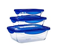 Lot de 3 lunch box rectangulaires en verre avec couvercle étanche - cook & go