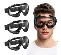 Lot de 3 lunettes de sécurité, lunettes protection antibuée et résistantes aux rayures avec bandeau réglable, surlunettes adaptées au travail, au bricolage et soudage