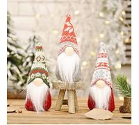 Lot de 3 Lutins de Noël - Père Noël GNOME - Petites Figurines - Nain Scandinave - Fabriquées à la Main - Pour Décoration Intérieure
