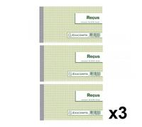 Lot De 3 Manifolds - Carnet De Reçus - 10,5 X 18cm - Exacompta