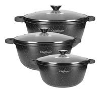 Lot de 3 Marmites avec Revêtement Antiadhésif et Antibactérien 24/28/32cm, Noir