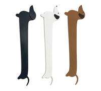 Lot de 3 marque-pages en PLA avec motif teckel | 17 x 7,5 cm, 6 g, marque-pages en forme d'animaux, marron, noir, blanc, lot de marque-pages pour les amateurs de livres