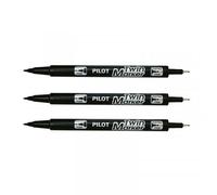 Lot De 3 Marqueurs Permanent Twin Marker Begreen Double Pointe Extra Fine Noir Pilot