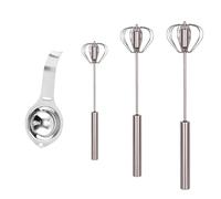 Lot de 3 Mélangeur à Main Semi - Automatique en Acier Inoxydable - 10+12+14 in - Fouet Automatique Simple - pour Mélanger, Battre, Mousser et Remuer, avec Séparateur D'oeufs