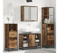 Lot de 3 meubles de salle de bain en bois vieilli 80 x 33 x 60 cm avec | Montage mural, armoire à miroir, armoire de lavabo, armoire haute, surface facile d'entretien, design moderne