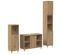 Lot de 3 meubles de salle de bain en chêne Artisan 30 x 30 x 180 cm | Meuble sous lavabo, armoire haute, armoire de salle de bain, espace de rangement, aspect moderne