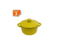 Lot de 3 mini cocottes jaunes double poignée avec couvercle HobbyCook