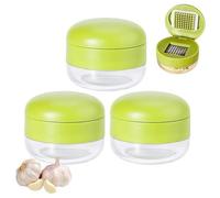 Lot de 3 mini hachoirs à ail et presse-ail avec récipient de rangement, 2 en 1 manuel pour hachoir à ail, mini gadget de cuisine, facile à presser et à nettoyer