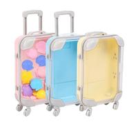Lot de 3 mini valises cadeaux - 12,5 x 8 x 3,5 cm - Valise de voyage miniature - Rose bleu et jaune - Tirelire - Valise à monnaie comme cadeau d'argent pour caisse de vacances et bon de voyage