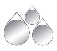 Atmosphera – Lot de 3 miroirs muraux ronds – Noir – D20/24/29 cm