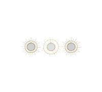 Lot de 3 Miroirs en Rotin Fixation Mur 28cm Naturel