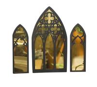 Lot de 3 miroirs gothiques - Décoration murale - Cadre en forme d'arc - Petit miroir gothique
