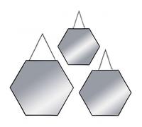 Lot de 3 miroirs héxa métal chaine Atmosphera - Noir