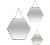 Lot de 3 miroirs hexa or metal chaine