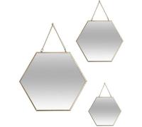 Lot de 3 miroirs hexa or metal chaine