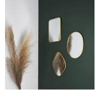 Lot De 3 Miroirs - Home Deco Factory - Contour Doré - Tendance - Or