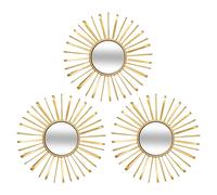 Lot de 3 Miroirs Muraux Soleils Warren 24cm Doré