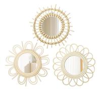 Lot de 3 miroirs Soleil - Décoration bohème moderne - Avec crochets en métal - Mural - Style bohème - Pour salle de bain, entrée