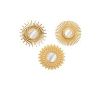 Lot de 3 miroirs Soleil - Diam. 25 cm - Doré
