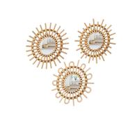 Lot de 3 miroirs Soleil en rotin - Diam. 28 cm - Beige