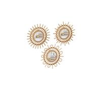 Lot de 3 miroirs Soleil en rotin - Diam. 28 cm - Beige