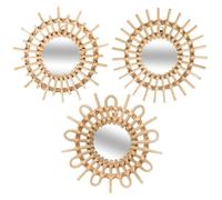 UNIVERSDECOR - Lot de 3 miroirs Soleil en rotin Diamètre 28 cm Atmosphera
