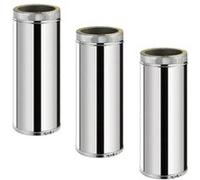 Lot de 3 MonMobilierDesign TDPI500 Conduit double paroi isolé polycombustible longueur 50 cm Inox Ø150 Inox G