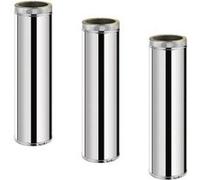 Lot de 3 TDPS1000 Conduit double paroi isolé pour poêle à bois longueur 100 cm Ø125
