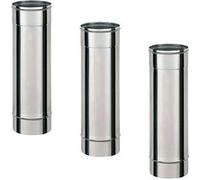Lot de 3 MonMobilierDesign TI500 Conduit simple paroi pour bois fioul longueur 50 cm Ø125 Inox G
