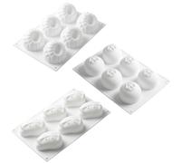 Lot de 3 moules 3D en silicone pour fruits à 6 cavités avec formes de mangue, myrtille, framboise, pour desserts au chocolat, blanc