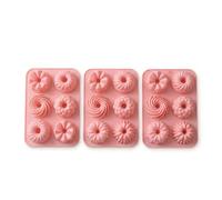 Lot de 3 moules à beignets en silicone, 6 motifs de rainures de formes différentes, moules de cuisson de beignets en silicone antiadhésifs, pour la Cuisson Gâteaux, Desserts, Chocolat, Gelée.
