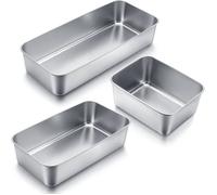 Lot de 3 Moules à Cake en Acier Inoxydable, 3 Tailles, Antiadhésifs, pour Pain, Gâteau et Brownies