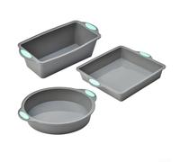 Lot de 3 moules à gâteau flexibles sans silicone pour beignets, bagels, biscuits - Gris