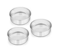Lot de 3 moules à gâteau, ronds, en acier inoxydable, 16 cm
